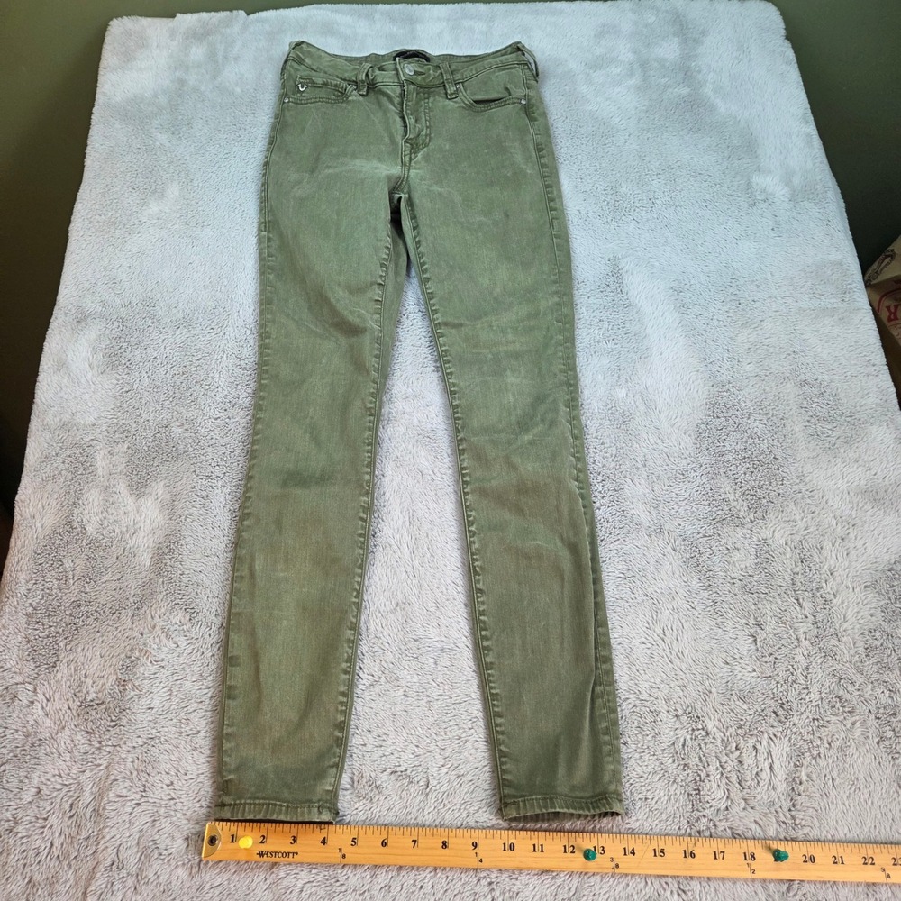 True Religion Halle Super Skinny Jeans Womens Sz 25 Mid Rise Stretch Olive Green